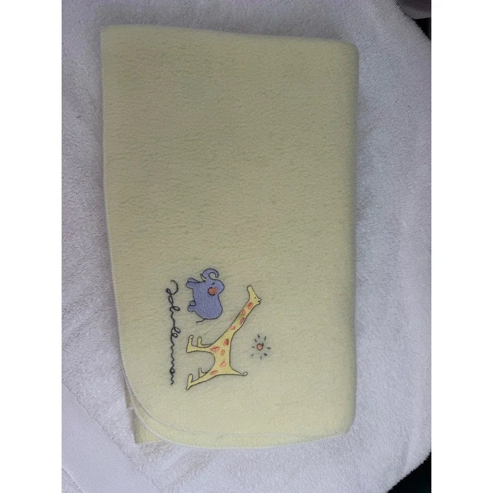 Carters John Lennon Real Love Baby Blanket Giraffe Elephant pale yellow Fleece